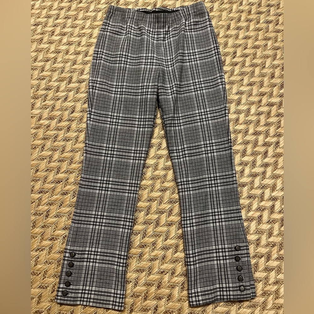 Fifteen Twenty Pants - Women's Medium Gray - Plaid Ankle Cropped Elastic